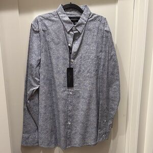 Marc Anthony Men's Blue-Gray Casual Button-Down Shirt